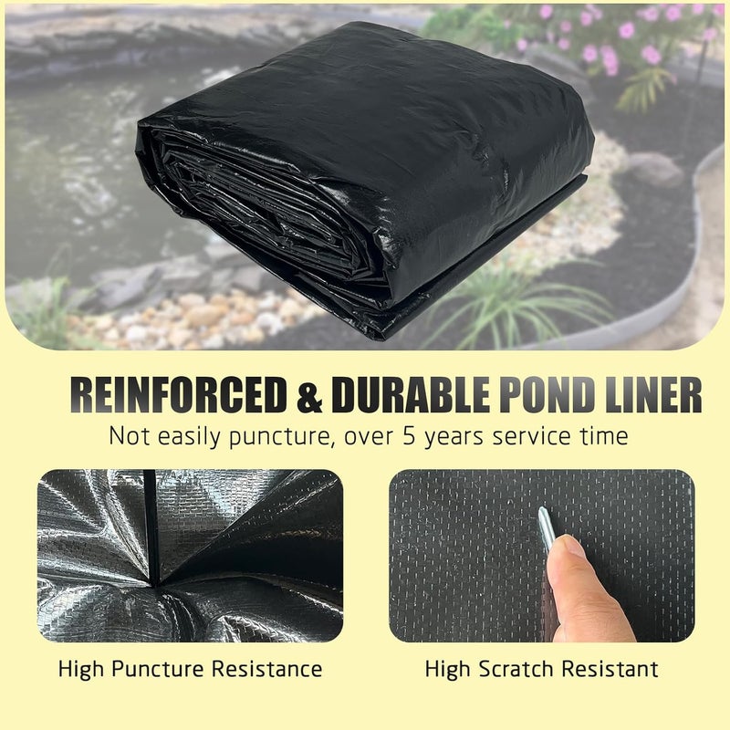 yeezo 20x25FT Reinforced PE Pond Liner, KOI Pond Liners for Outdoor Ponds, Enhanced 5-Layer Structure Pond Liner for Fish, Duck, Garden Raised Bed and Waterscape Pond(0.82oz/sq ft Thickness) - Image 5